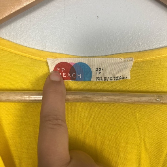 FREE PEOPLE beach Carta Tee Shirt Midi - Yellow size XS - Picture 4 of 7